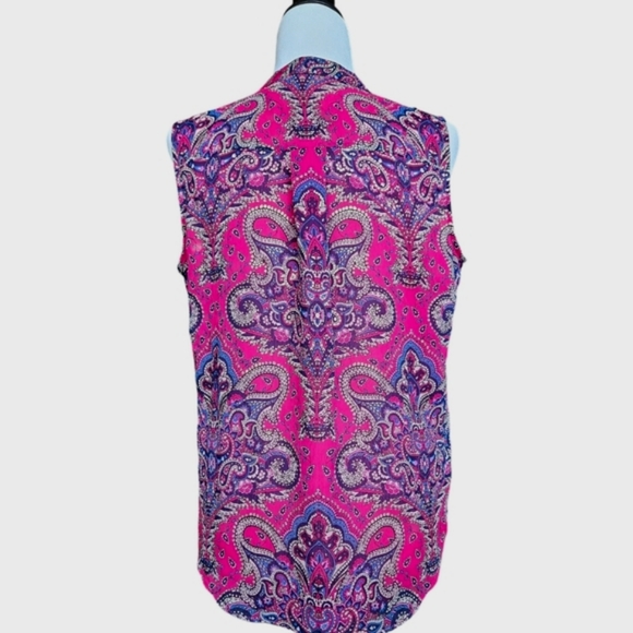 Tommy Hilfinger red top blouse paisley pattern sleeveless lined size M - Picture 7 of 13